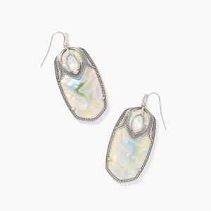NWT Kendra Scott Vintage-Style Darby Silver Drop Earrings in Iridescent Abalone!